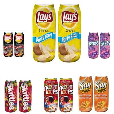 3D Funny Crazy Novelty Cartoon Printing Food Tube Socks