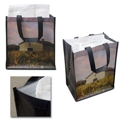 6 Wine Bottle Full Color Tote Bag with Removable Divider