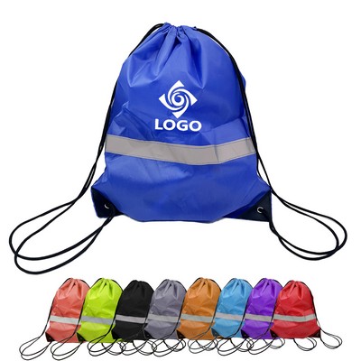 Reflective Strip Drawstring Backpack Bag