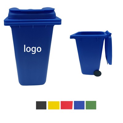 MOQ 50PCS Desk Trash Can with Lid Pen Holder