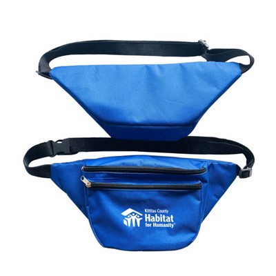 Adjustable Waist Fanny Pack Bag w/2 Zipper Pockets