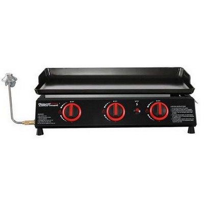 Keg Products Black/Red Micro 3-Burner Portable Gas Griddle