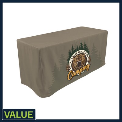 Value - 4 ft. x 30"Top x 29"H - 4 Sided Hemmed Fitted Table Throw (Full Coverage Dye Sublimation)