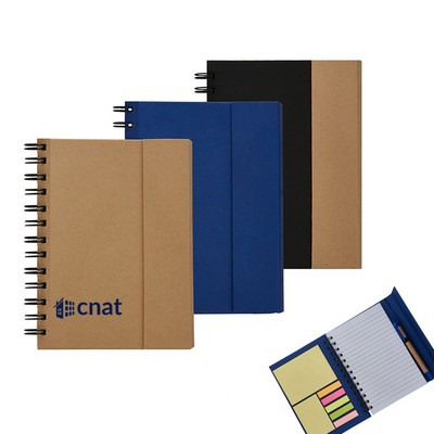 Spiral Notebook With Sticky Notes And Flags