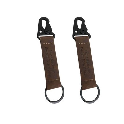 Full Grain Leather Carabiner Keychain