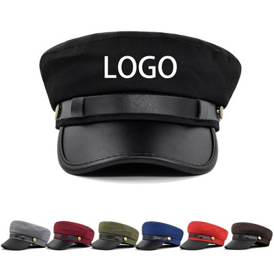 PU Brim Cabbie Beret Hat