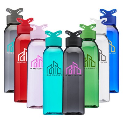 Plastic Gym Water Bottles - Carrying Loop Cap, 22 oz.