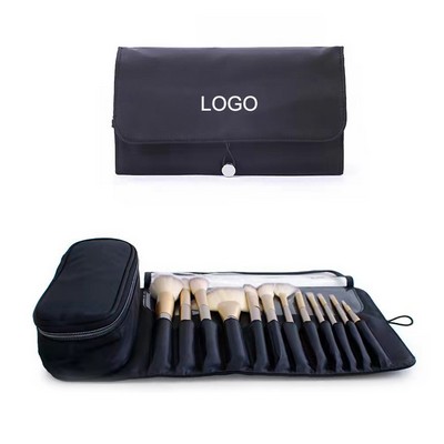 Portable Nylon Fabric Cosmetic Makeup Brushes Case/Organizer Bag w/12 Brushes