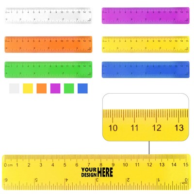 6" Colorful Plastic Transparent Ruler