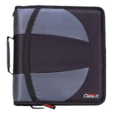 Case-It Dual Zipper Binders - Jet Black, 3 (Case of 6)