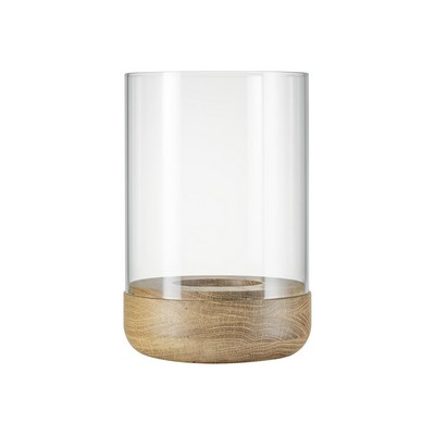 blomus Lanto Large Hurricane Lamp w/Wood Base