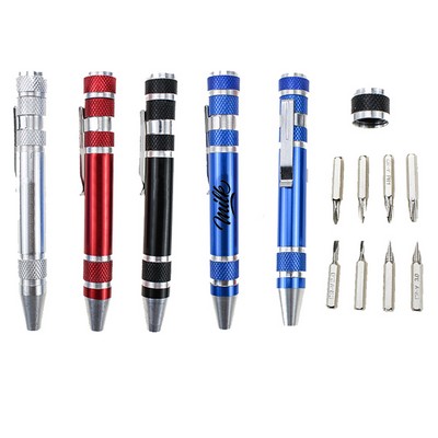 8 in 1 Pocket Aluminum Screwdriver Kit