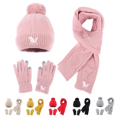 3Pcs Winter Scarf Set