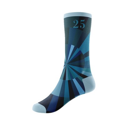 360 Degree Digital Print Poly-Spandex Crew Socks with Cushion Sole