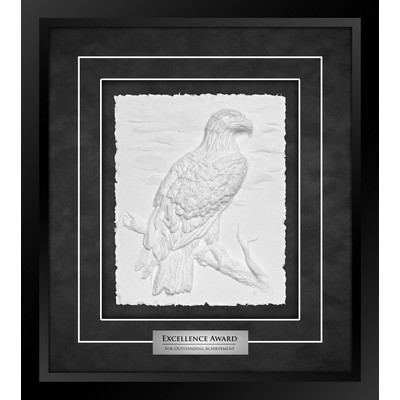 Eagle (Black/Black) - Cast Paper Sculptured Art - Shadowbox Award 15.25"x17"