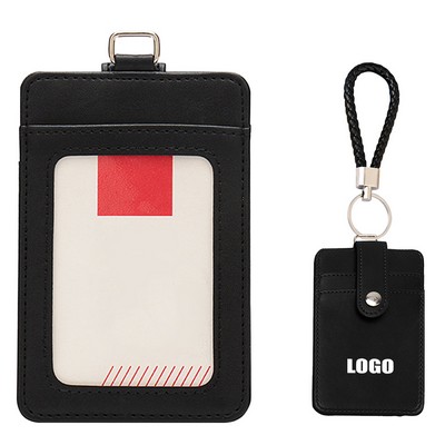 PU Keychain 3 Pockets PU Leather Card Holder