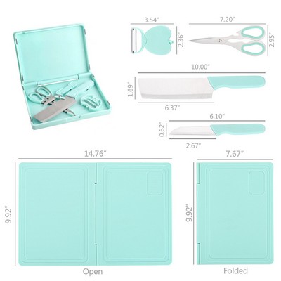 Compact Folding Cutting Board with Knife Set