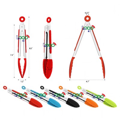 Mini Silicone Tongs 7 Inch Small Serving Kitchen Tongs with Silicone Tips