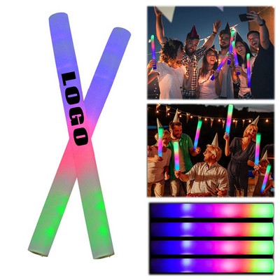 18" Custom LED Foam Stick Flashing Glow Party Supplies Light Up Baton Wand