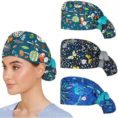 Full Color Adjustable Working Cap Ponytail Pouch W/Button