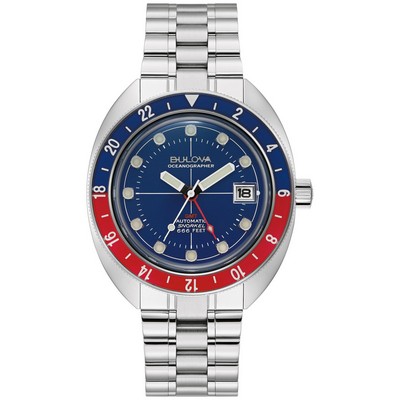 Bulova Watches Mens Oceanographer Snorkel Stainless Steel Bracelet Watch Blue Dial