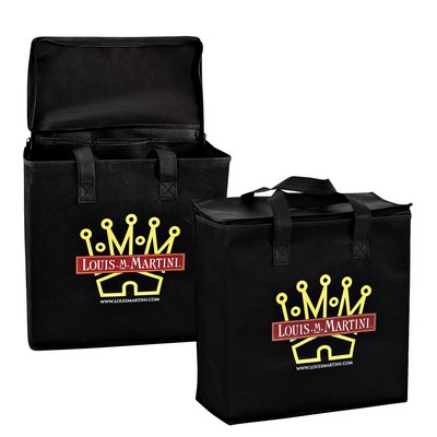 Custom 100g Non-Woven 6-Bottle Wine Tote Bag w/Removable Divider 7"x12"x12"