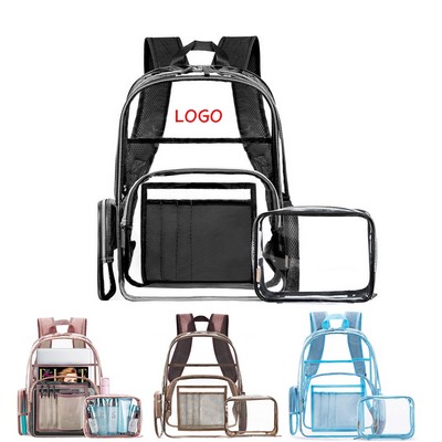 2 in 1 Pvc Clear Backpack With Pouch