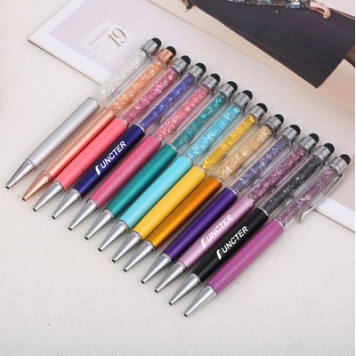 Crystal Ballpoint Pens with Stylus Top Twist Ballpoint Pen Medium Point Dynamic Crystal Pen