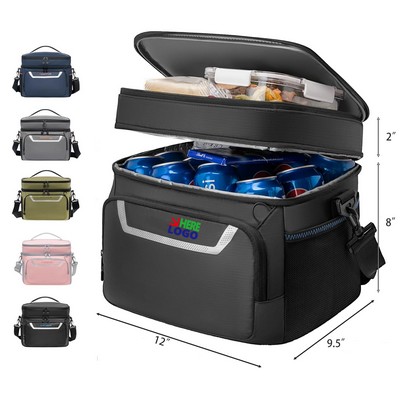 Small Cooler Lunch Box Mini Leak-Proof Soft Double Deck 24 Can Personal Insulated Collapsible Cooler