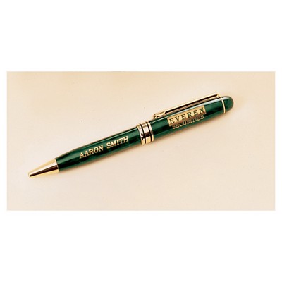 5.25" Green Marble Brass Pen