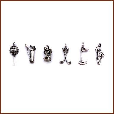 Set of 6 Golf Stock Wine Charms On Card