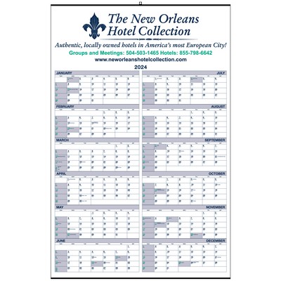 23"x35" Year At A Glance Wall Calendar w/1 9/16"x11/16" Memo Box