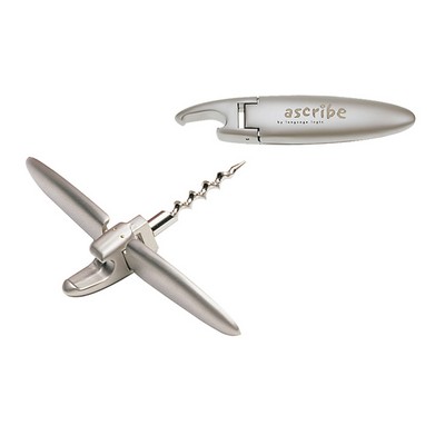 Two-In-One Corkscrew/Bottle Opener in Satin Chrome