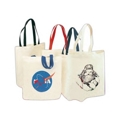 Canvas Tote Bag w/Color Handles