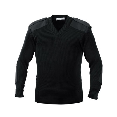 Gov't Type Acrylic V-Neck Sweater- Black, O.D., Navy (2XL)