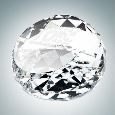 Clear Gem Cut Round Optical Crystal Paper Weight