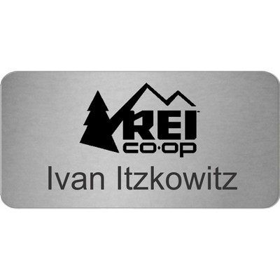 Brushed Silver All Metal Frameless Aluminum Badge (1 1/2 "x 3")