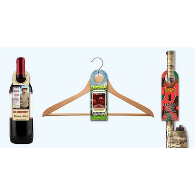 UV Coated (1S) Bottle Hanger - 2.5 x 7.625 (Round Top w/1.5625 hole)