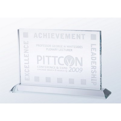 Clear Glass Horizontal Plaque Award, Large (9"x6-1/2")