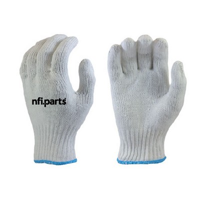 White, reversible, polyester knit, fitted work glove, screen printed