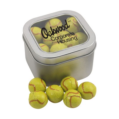 Window Tin w/Chocolate Tennis Balls