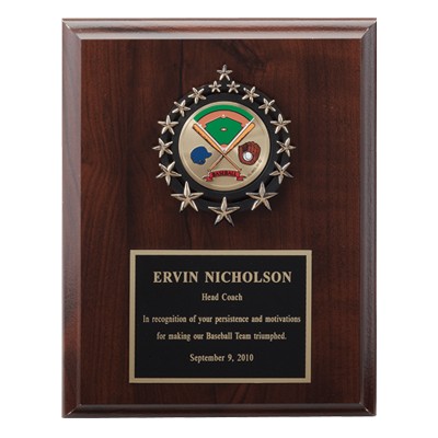 Plaque w/Black Plate & Plastic Wreath of Stars Takes Insert (7"x 9")