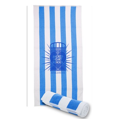 Caribbean Blue/ White Cabana Striped Beach Towel (30"x60")