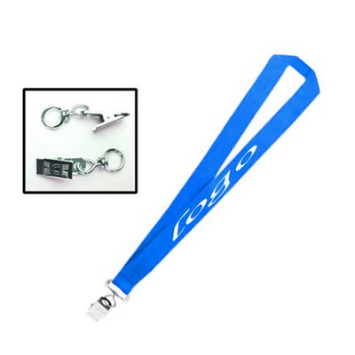 1/2" Polyester Lanyard W/ Metal Bulldog Clip