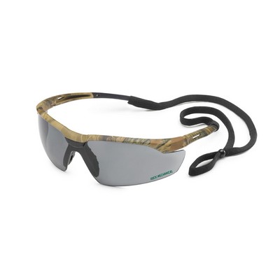 Camo frame, flexible temple, clear, anti-fog lens, Conqueror safety glasses