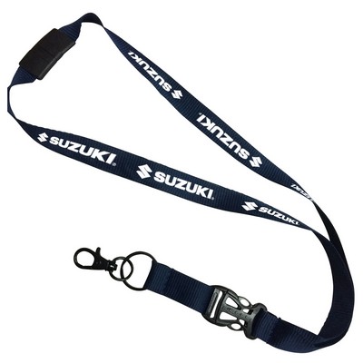 Lanyard 3/4" Polyester W/ Metal Lobster Claw, Detachable Slide Buckle Release, Safety Breakaway