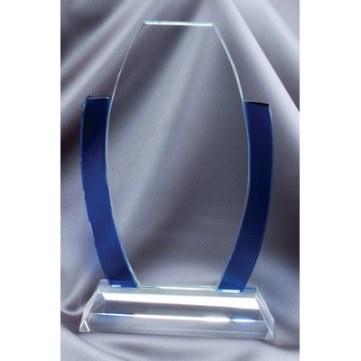 Cadenza Blue Accented Oval Glass Award - 8 3/4'' H