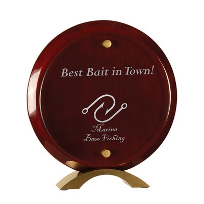 8½" Round Rosewood Piano Finish Acrylic Standup Award