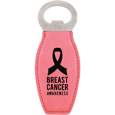 Bottle Opener with Magnet, Pink Faux Leather