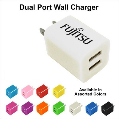 Dual USB 2 Port Wall Charger White